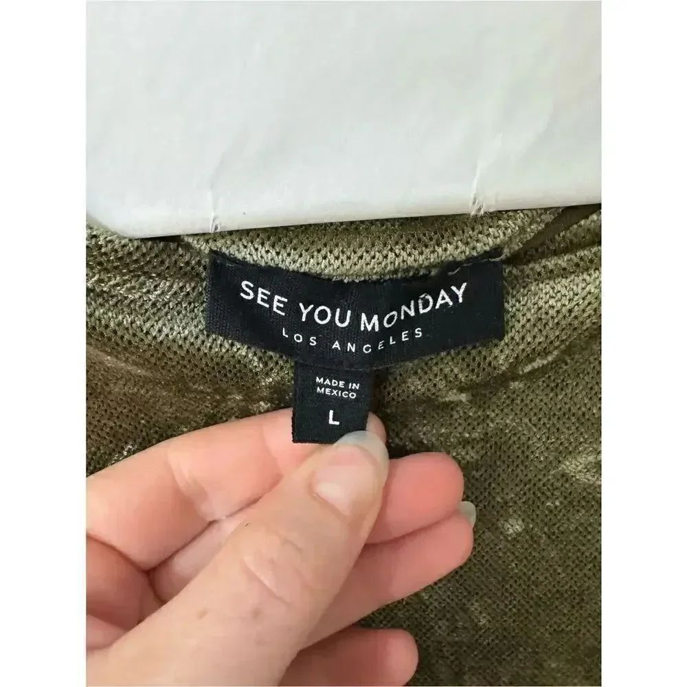 See You Monday Olive Green Crushed Velvet Long Sleeve Maxi Dress - Picture 4 of 4